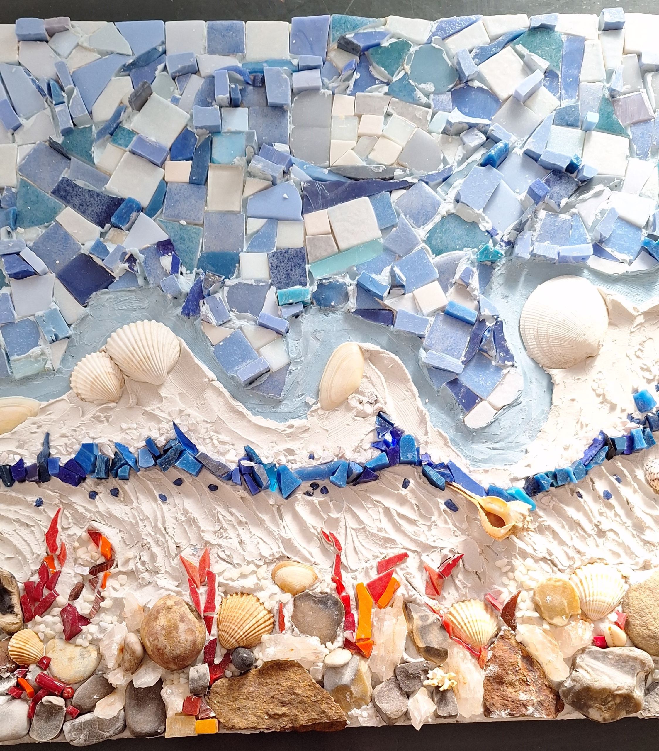 Stage de mosaïque avec Gerda Jacobs sur les différents types de colles, joints et enduits